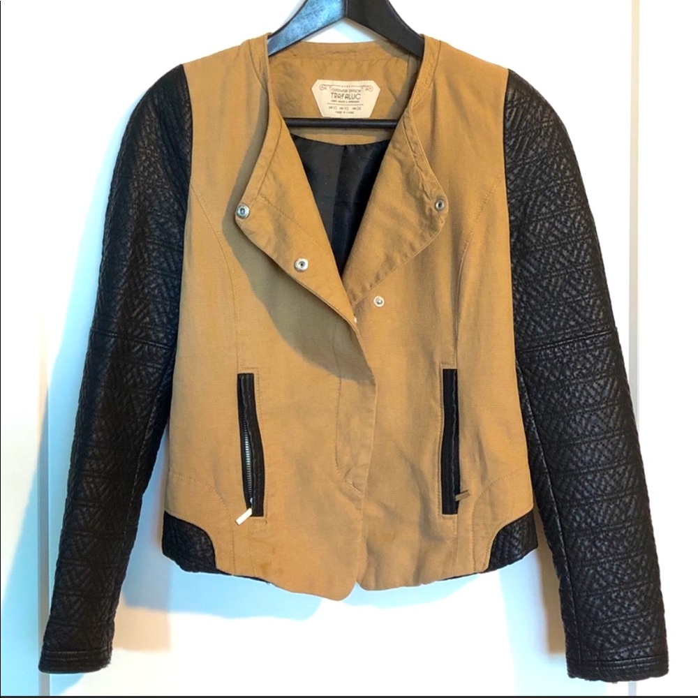 Zara f Leather and Cotton Jacket